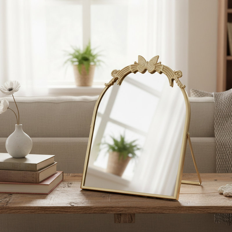 Butterfly Metal Arch Table Mirror