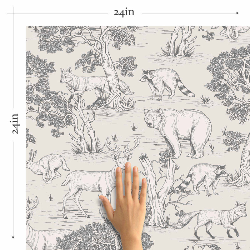 Grey Forest Peel And Stick Removable Wallpaper 9874, 102" L x 24" W