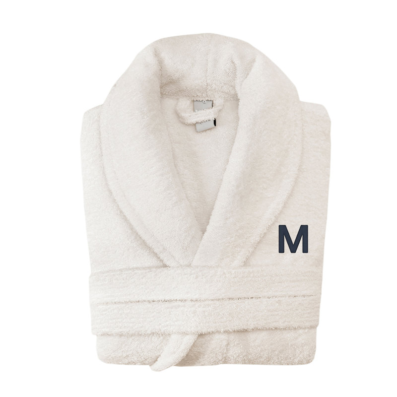 Peignoir monogramme en coton turc châle, M, Ivoire ivoire