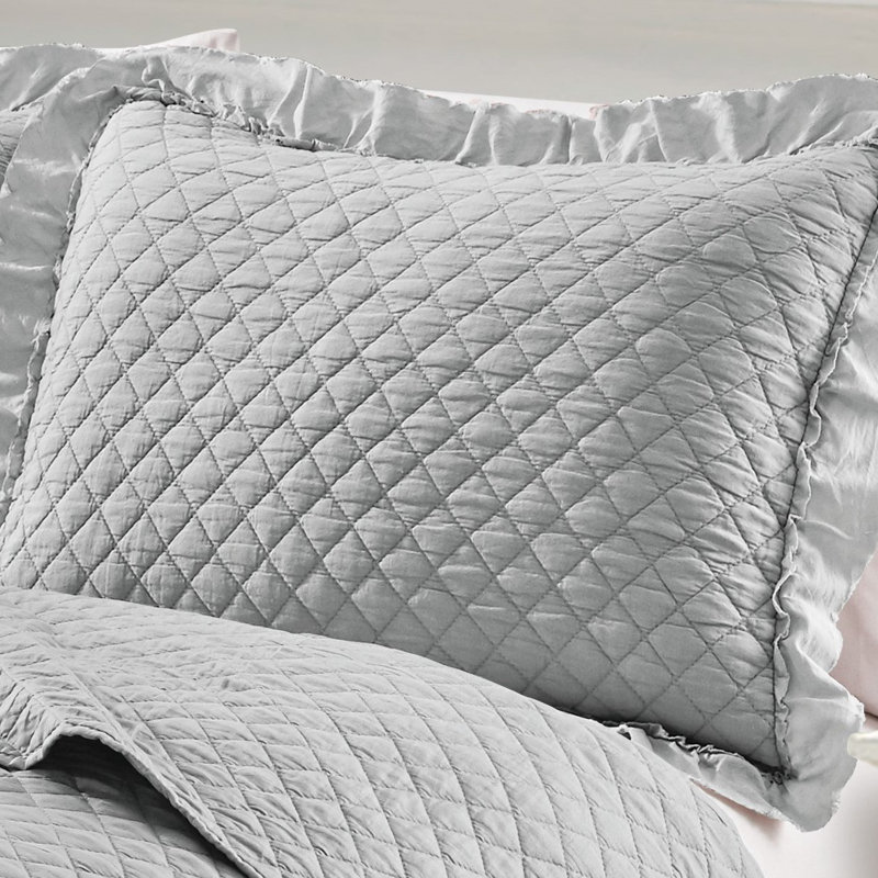 Bashira Modern & Contemporary Polyester Quilt, Twin Quilt + 1 Twin  Shams, Light Grey