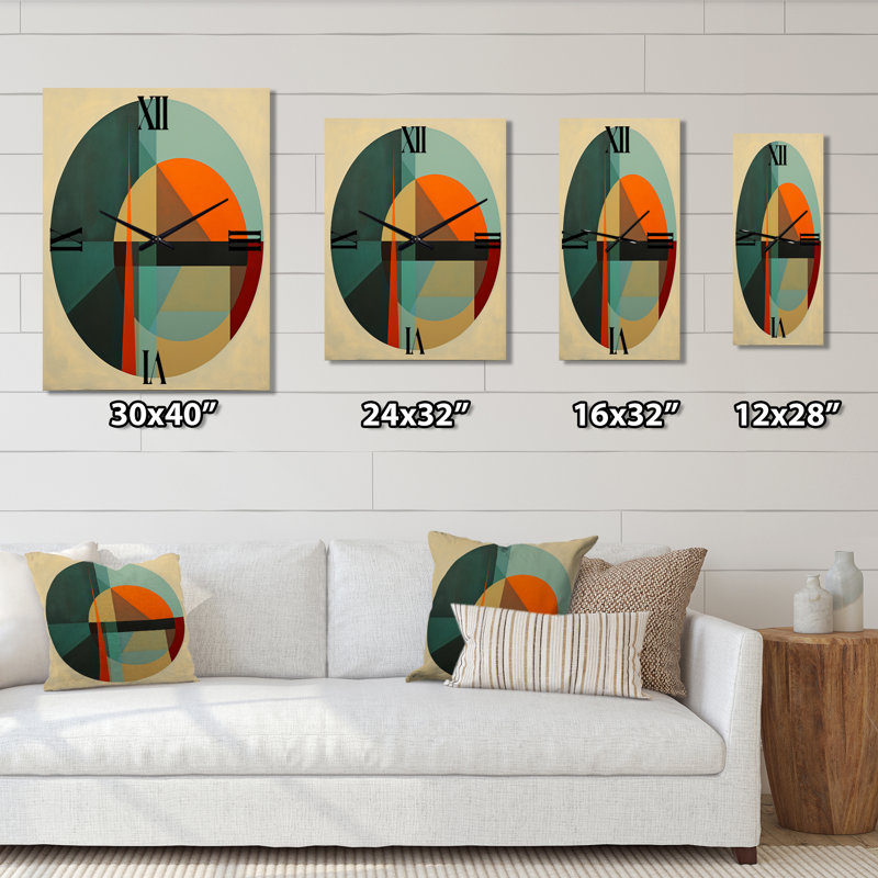 Horloge murale Odyssey Midcentury Retro Abstract Geometrics II - Abstract Mid Century, H 32 po x l 24 po x P 1 po