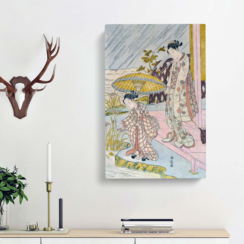Admiring An Iris In The Rain - Wrapped Canvas Painting, 76cm H x 50cm W x 3cm D
