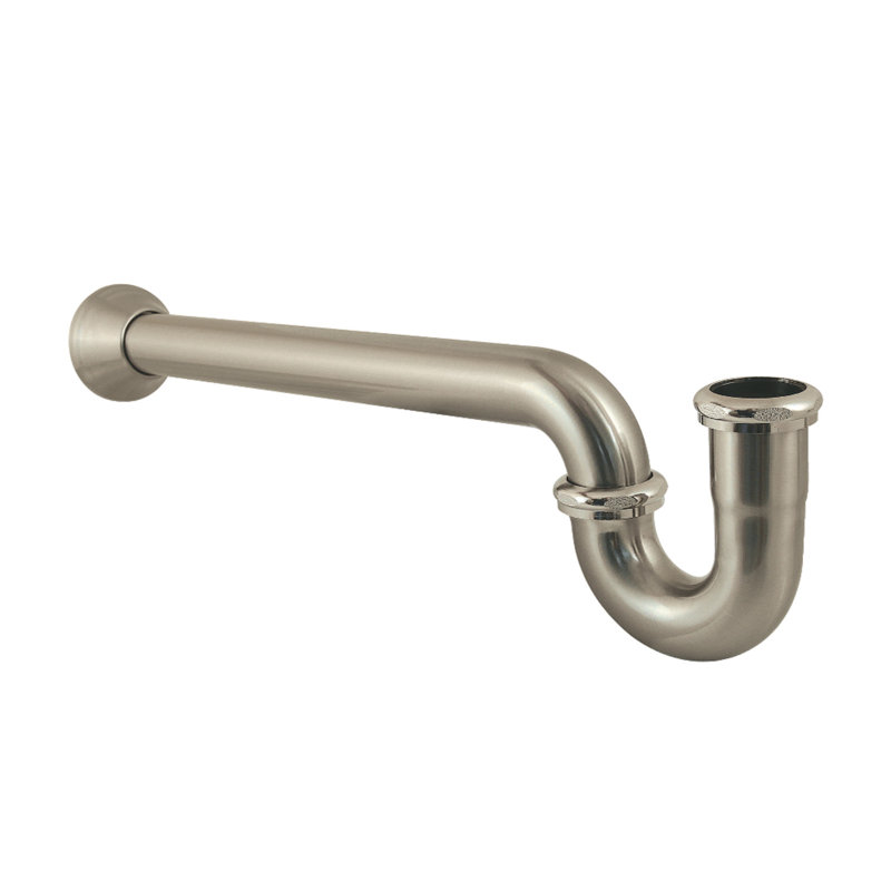 Kingston Brass Vintage 1-1/2 Inch Decor P-Trap with Bell Flange, 19 Inch Length, 18 Gauge, Brushed Nickel