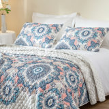  Lightweight Bohemian Floral Quilt Set 3 Piece 