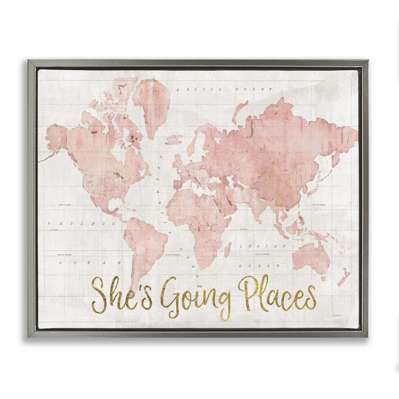 Art mural sur toile flottant, "Going places" par Sue Schlabach, Cadre flottant gris lustré, H 25 po x l 31 po