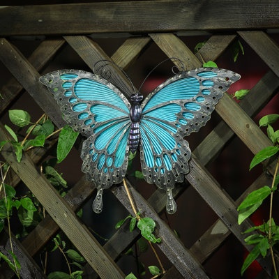 Décoration murale d'extérieur en verre et métal bleu Gerhild