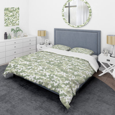 Trendy Green Camouflage Polyester Camouflage Duvet Cover