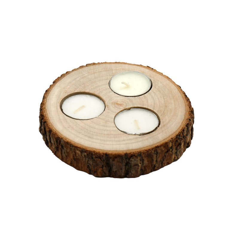 Wood Tabletop Tealight Holder with Candle Included