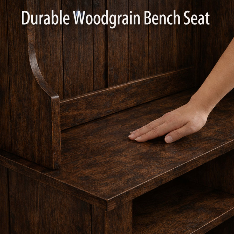 31.5'' Hall Tree with Bench and Shoe Storage, Brown