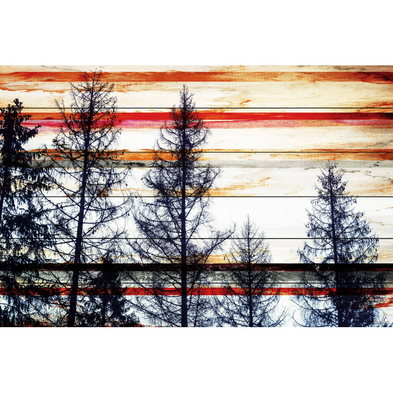 « red rayures sky » par parvez taj,-reproduction de photo sur bois, H 30 po x l 45 po x P 1,5 po
