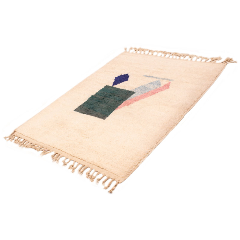 Gerberoy One-of-a-Kind Rectangle 6'0" X 8'3" 1990s Wool Area Rug Cream