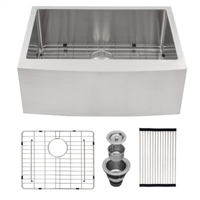 Évier de cuisine de ferme 27 po - évier de ferme à tablier frontal en acier inoxydable 27 po x 21 po x 10 po à cuve simple de profond profondeur de calibre 16
