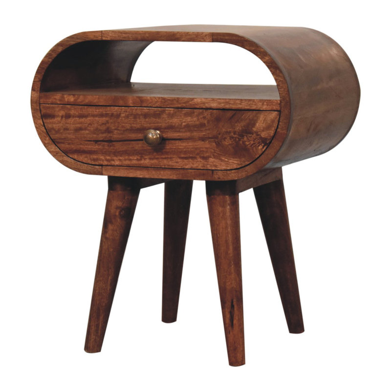 Table de chevet circulaire California avec fente ouverte, Brun