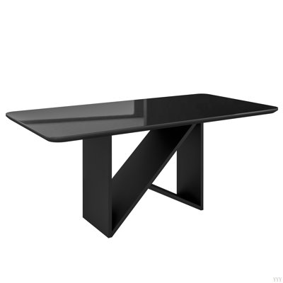 6 Seater Italian-Style Dining Table With Painted Glass Top &  Elegant Wooden Base