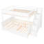 Lit superposé double au-dessus de grand lit double avec tablettes de rangement, escalier, lit gigogne et lumière DEL, blanc-2087019473