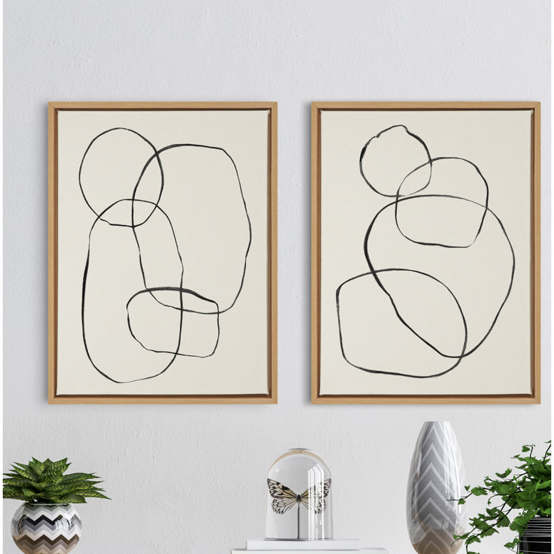 Ensemble d'art mural sur toile 871 cercles modernes et 869 Going in Circles par Teju Reval, Cadre naturel