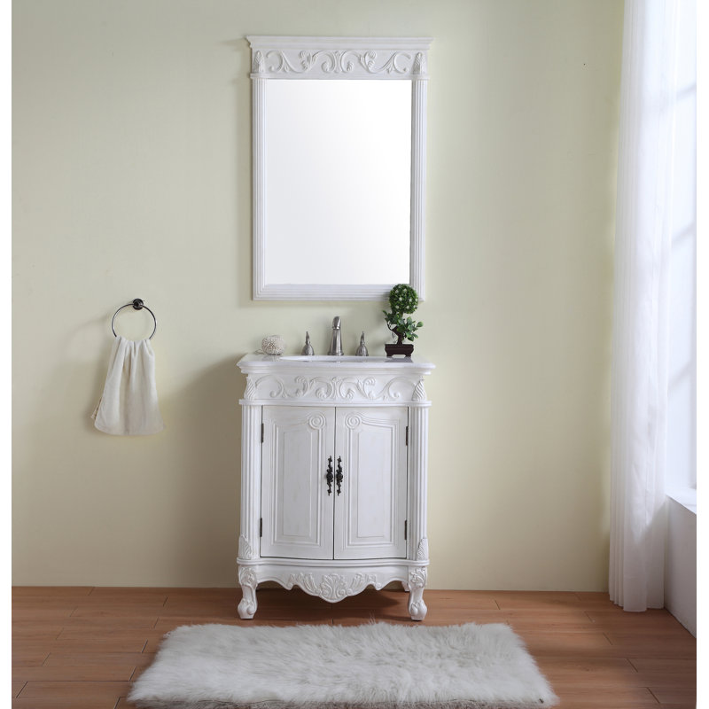 Ensemble de meuble-lavabo simple 27 po Aurillac, Blanc antique, Blanc pur