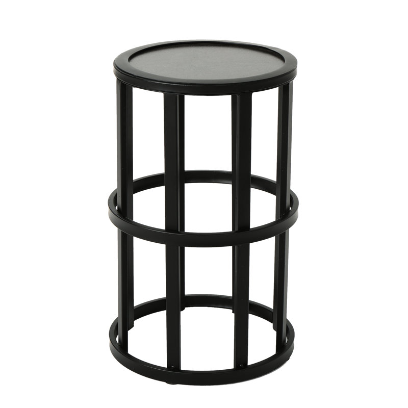 Ceramic Tile Side Table In Grey With Iron Frame For Patio Use And Table, Adding Elegance To