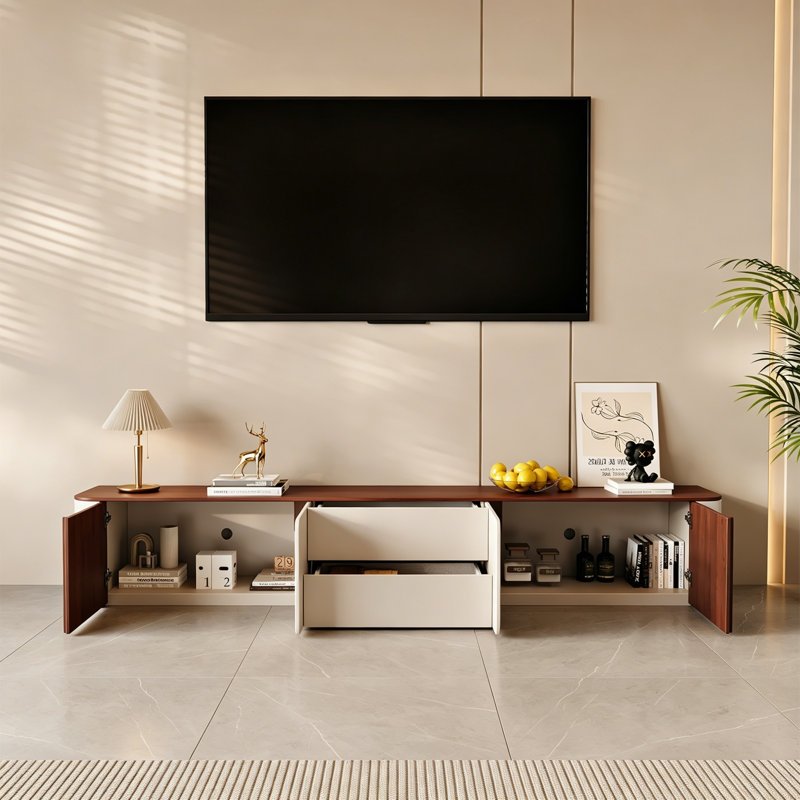 Meuble télé moderne et minimaliste, Brun noisette / blanc cassé