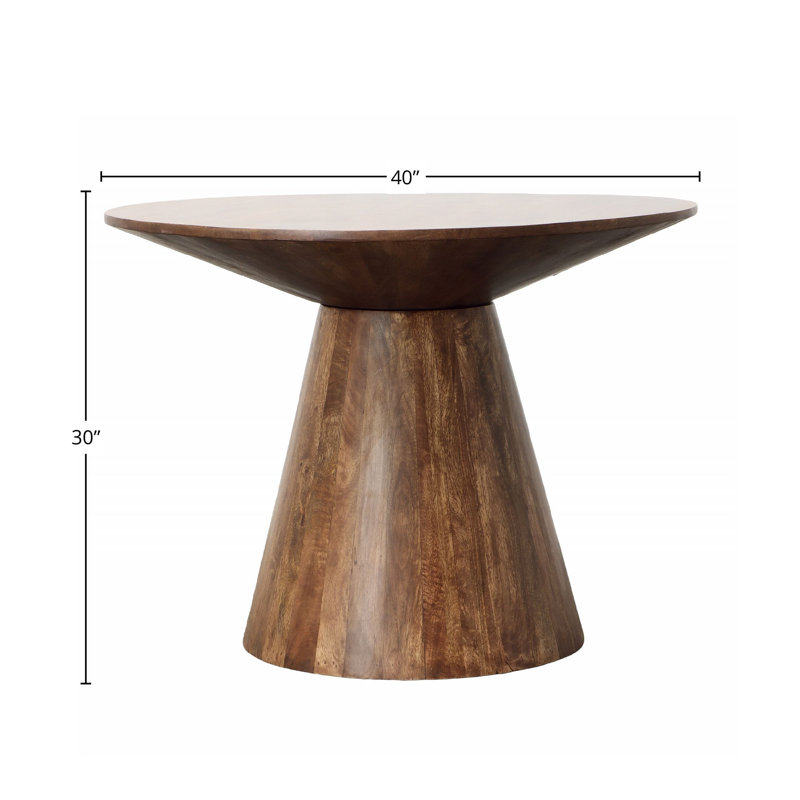 Jordana Mango Solid Wood Pedestal Dining Table, 30" H x 40" L x 40" W