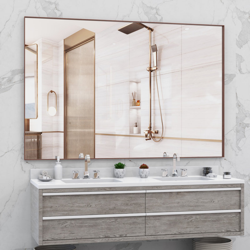 Miroir de salle de bain moderne, Jaune / corail