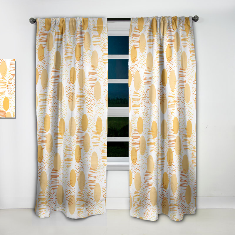 Rideau simple occultant circulaire en velours rétro à motif géométrique moderne rétro Mid-Century, L 52 po x L 63 po