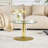 Round Tempered Glass Coffee Table with Golden Metal Base-506843444