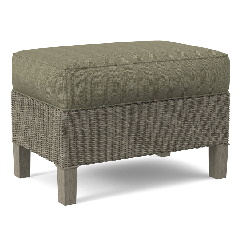Gibraltar Ottoman, Stone Hearth, Light Blue Performance Fabric; 0851-55