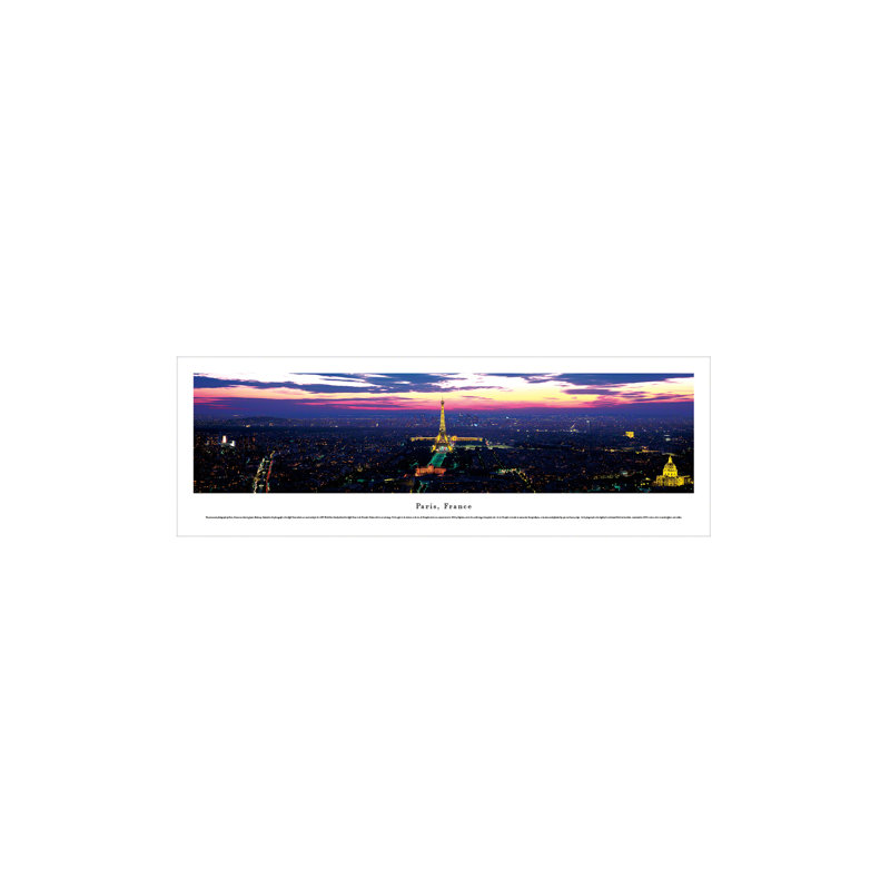Panoramic Paris Skyline Print in Black and White