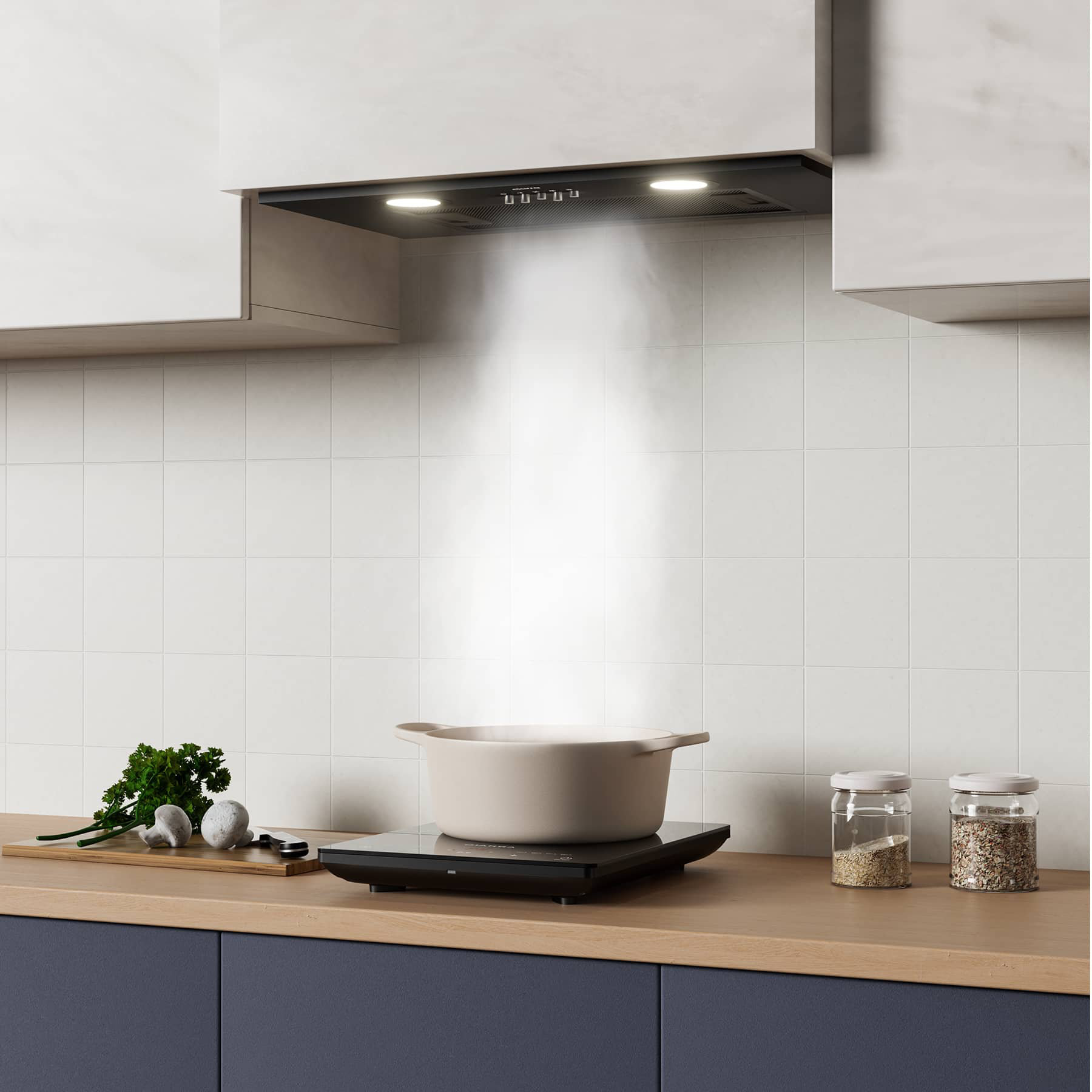 CIARRA Wall Mount Range Hood 30 inch 450CFM with Push Button