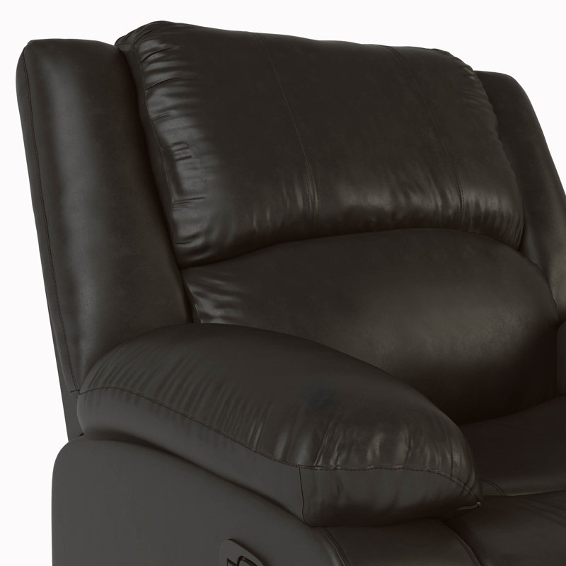 Sanie 37.8" Faux Leather Manual Recliner, Java Faux Leather