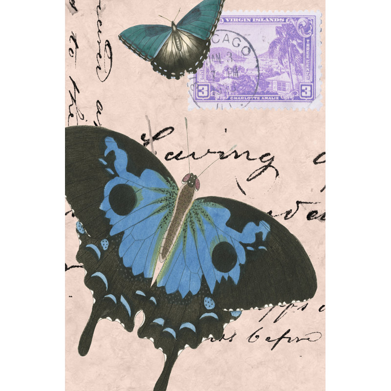 Le Papillon Script V by Vision Studio - Wrapped Canvas Art Prints, 46cm H x 30cm W