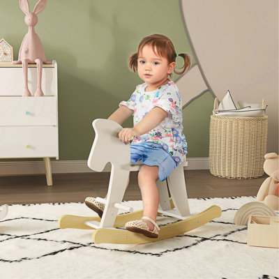 Wooden Rocking Horse Toddler Baby Ride-On Toys For Kids 1-3 Years With Classic Design & Solid Workmanship