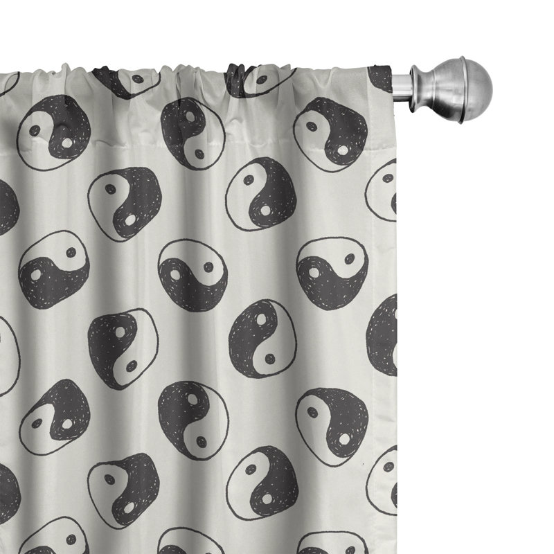 Yin Yang Semi-Sheer Rod Pocket Curtain Panels, 28" x 95"