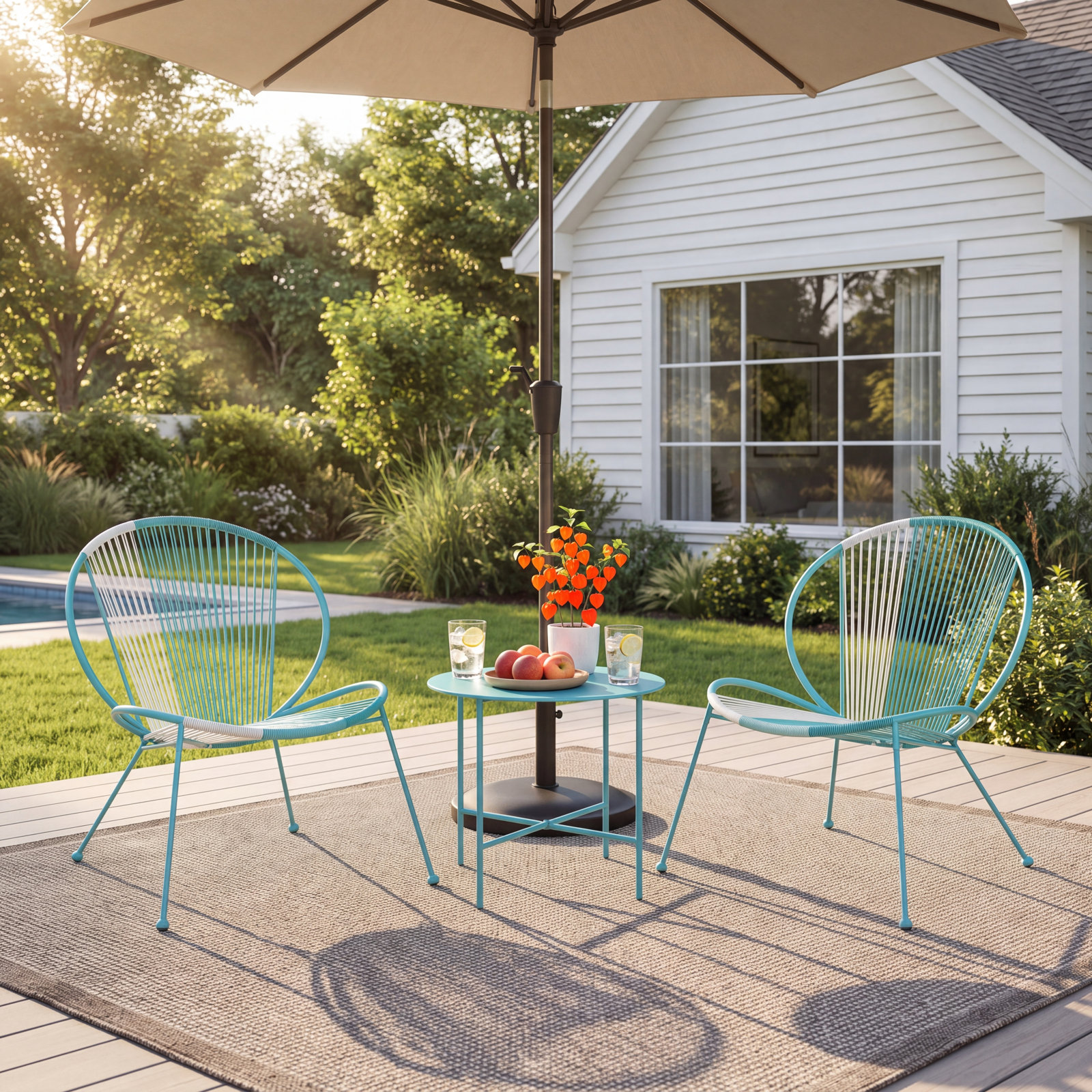 Halcott 2 - Person Patio Seating Group, Blue
