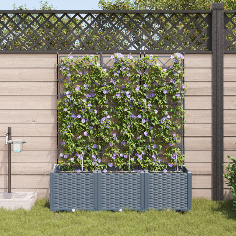 Garden Planter Plastic Resin Planters, 142cm H x120cm W x 40cm D, Light Grey