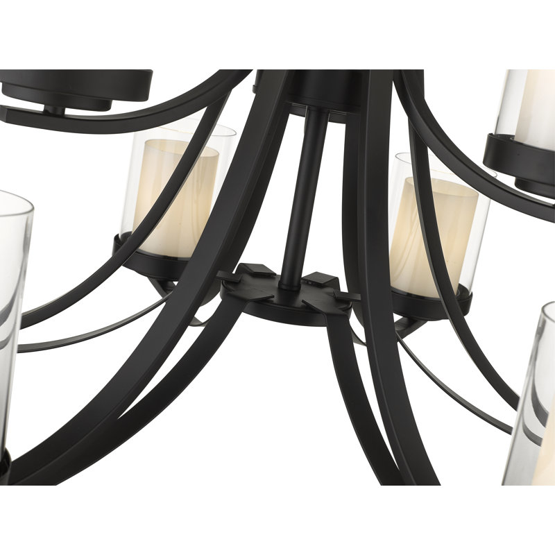Arie 9 - Light Dimmable Tiered Chandelier, Matte Black