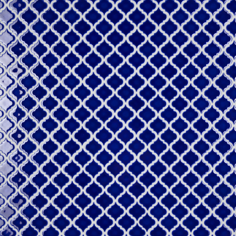 Hudson Tangier 2" x 2" Porcelain Arabesque Mosaic Wall & Floor Tile, Cobalt Blue