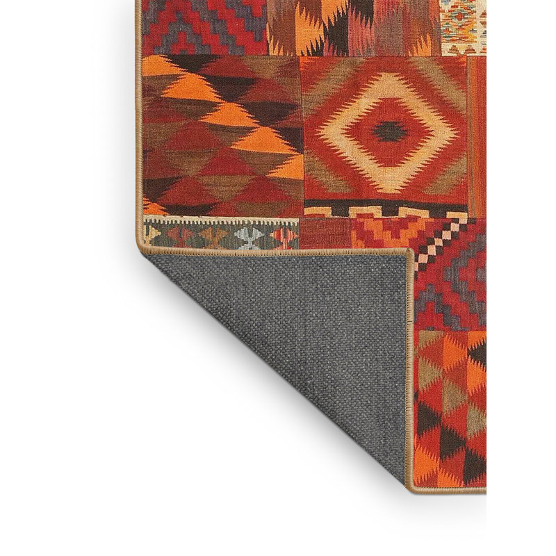 Tapis de zone orange/brun contemporain Mutluyaka, Rectangle 5 pi x 7 pi