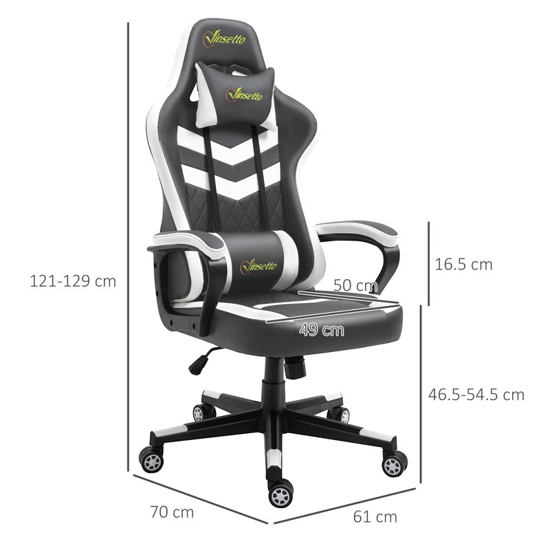 HOMCOM Adjustable Padded Armrests and Adjustable Height PC & Racing Game Chair, Black/White
