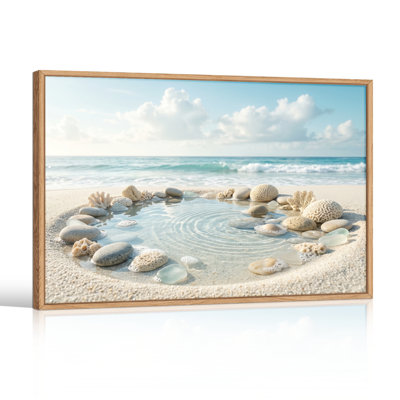 Ensemble de 1 tableau sur toile représentant une scène de plage