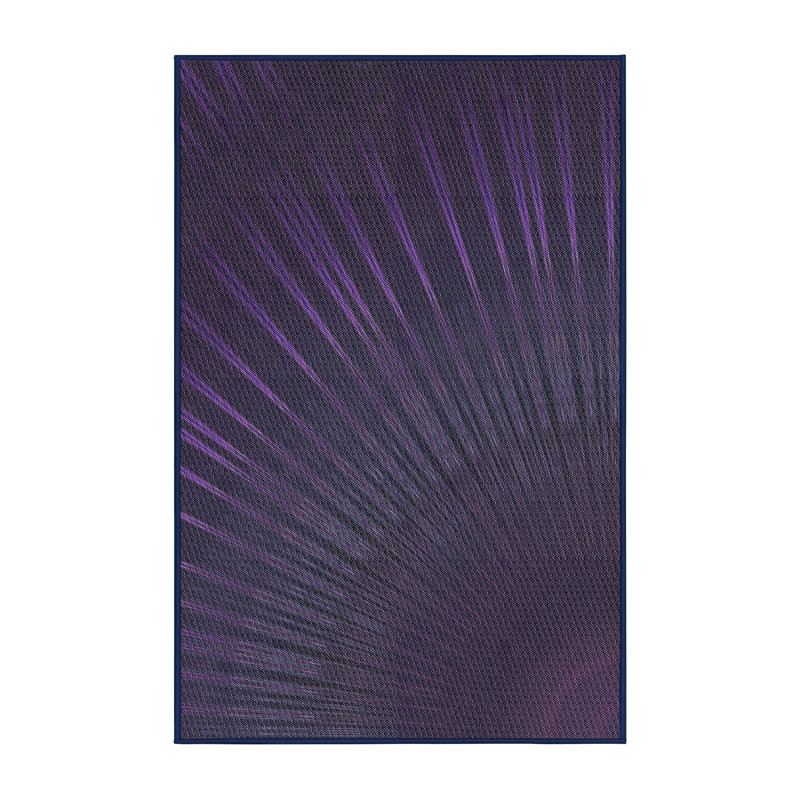 Tapis noir/zone mauve à motifs, Rectangle 5 pi x 7 pi