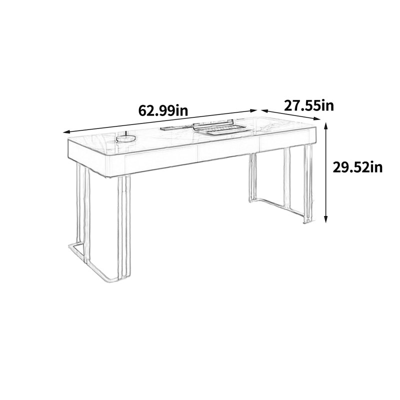 Bureau exquis haut de gamme, H 29,52 po x l 62,99 po x P 27,55 po