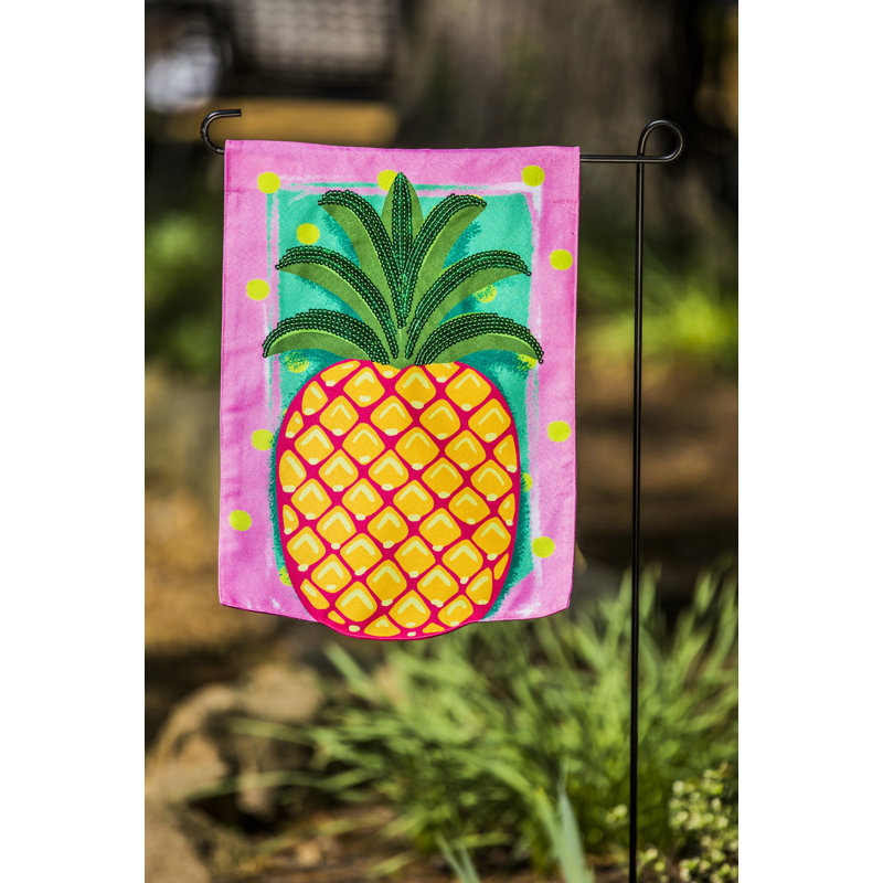 Drapeau de jardin en polyester à 2 côtés avec ananas et pois