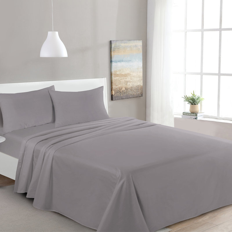 My Home Store-Cotton Flat Sheet-Soft and Breathble flat sheet-Summer sale, Grey, King (250 x 280 cm)