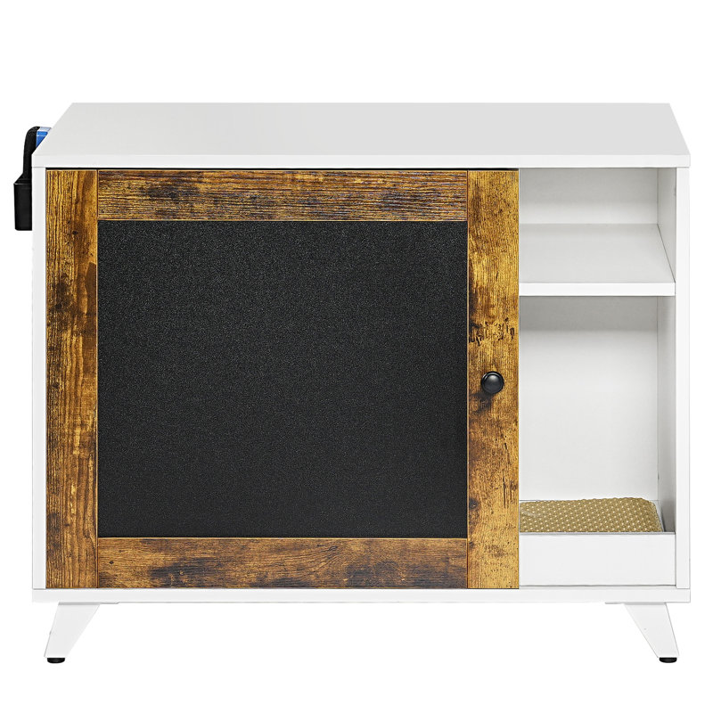 Enceinte de litière moderne, cachette pour chat cachée moderne avec cadre à griffer pour le salon, cadre de porte blanc et rétro