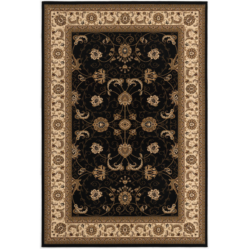 Rug Branch Yasmin 7' x 9' (6'6" x 9'4") Cream/Black Persian Medallion Indoor Area Rug, Traditional, Low Pile, Stain-Resistant Carpet - Living Room, Bedroom, Dining Room, and Kitchen