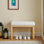 Banc de rangement moderne pour chaussures en bois massif avec assise moelleuse