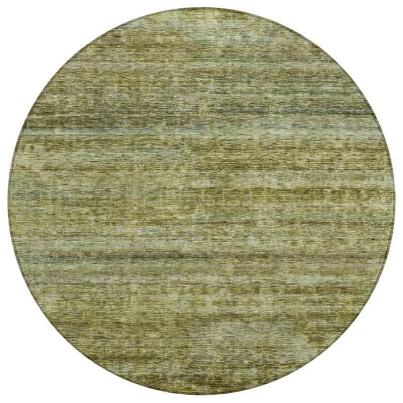 Tapis extérieur lavable rayé vert olive et brun 8 pi