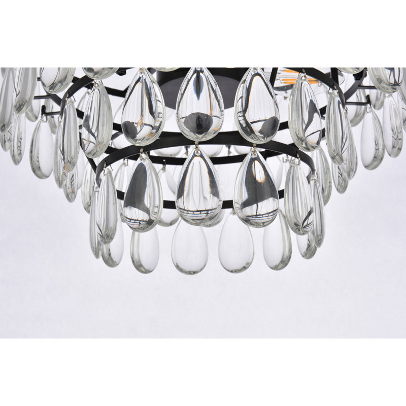 Stiner 3-Light Crystal Tiered Flush Mount, Black, 12" H x 14" W x 14" D